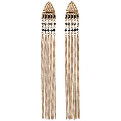 Rose Gold Color with black beads statement earrings